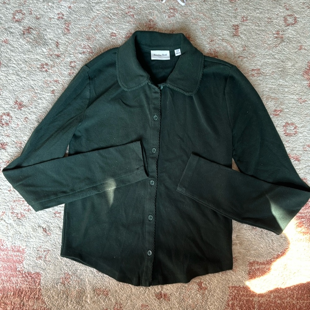 Aritzia sunday best green collared long sleeve shirt
